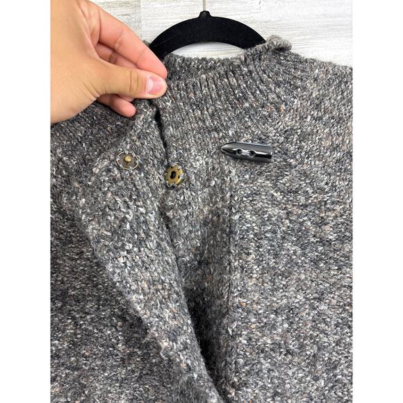 Ruby Rd womens small button up crop gray black boho fringe sweater - Picture 5 of 6